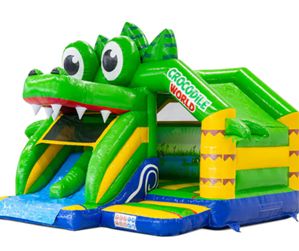 Double Slide Krokodil Springkussen met dubbele glijbaan